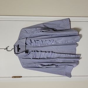 Lafayette 148 - Size 8, white and blue pin stripe button down